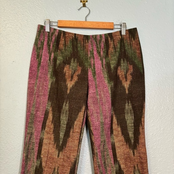 Angelo Mozzillo Women’s Pink Brown Abstract Printed Bootcut Boho Trousers - Picture 4 of 11